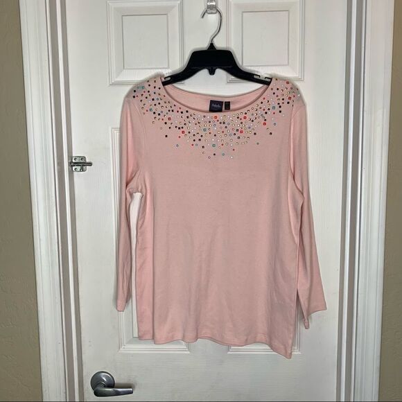 Rafaella Jeweled Top Size XL Chintz Rose Color - Picture 3 of 11